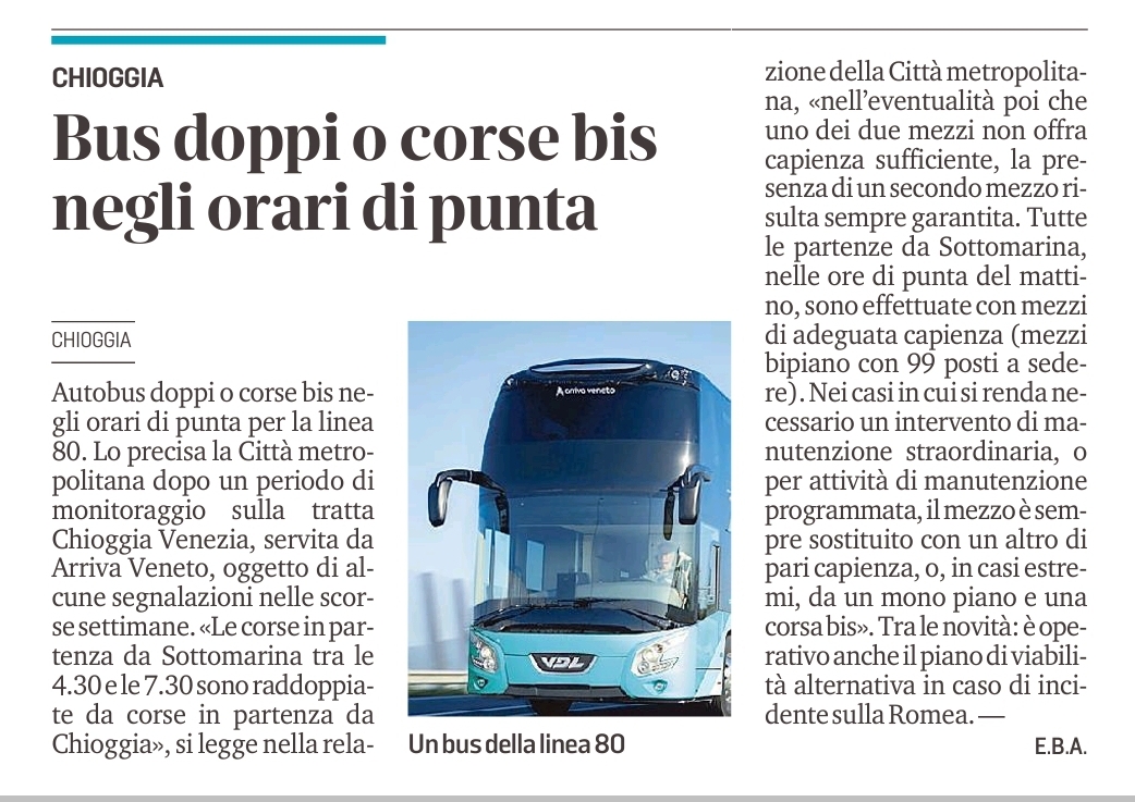 Bus doppi o corse bis negli orari di punta_la Nuova Venezia del 9 marzo 2023
