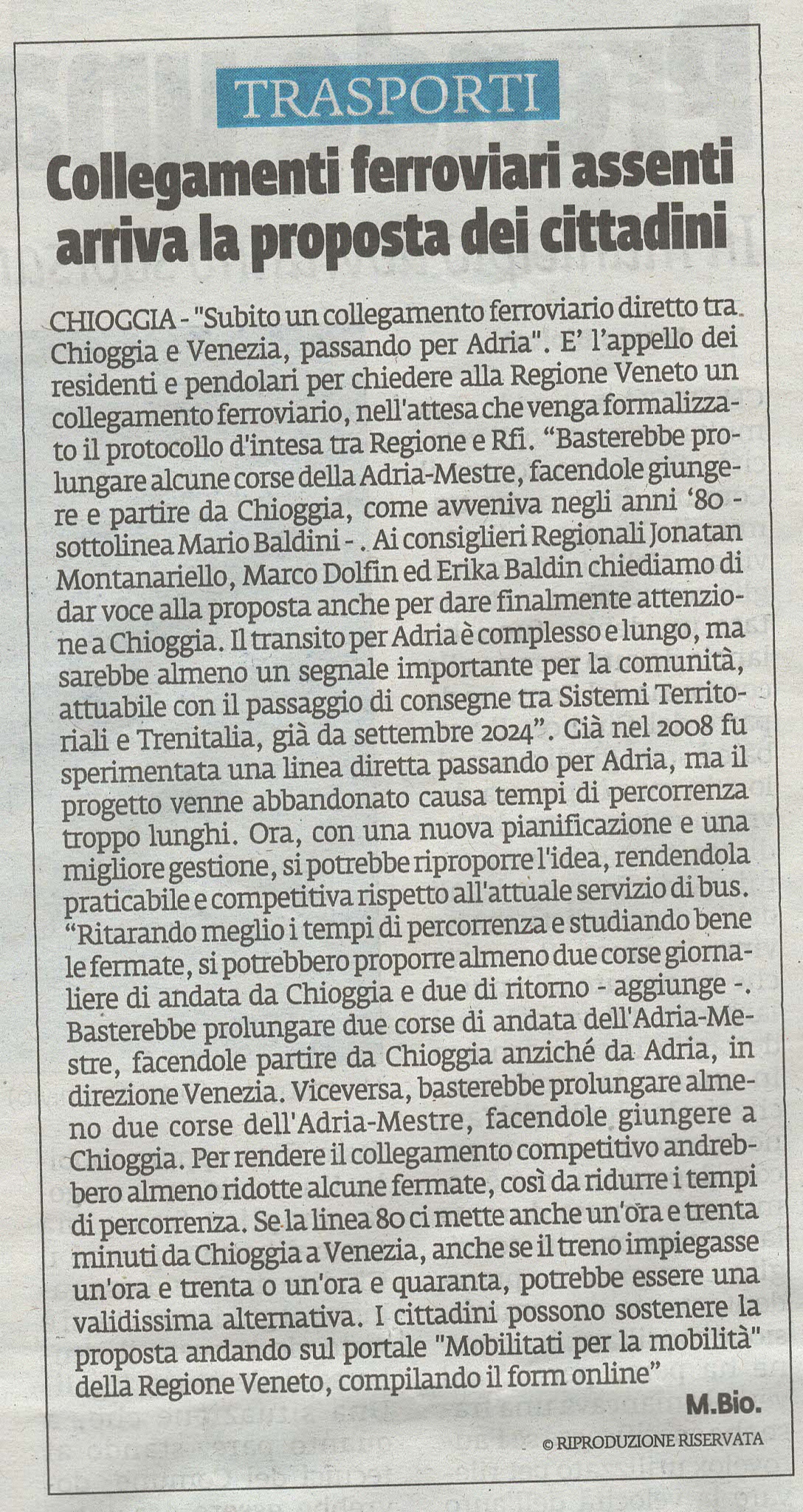 collegamenti ferroviari assenti, arriva la proposta dei cittadini_La voce di Rovigo del 20 giugno 2024